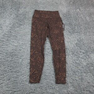 MPG Leggings Womens Medium Brown Leopard Print High Waist Ankle 24x26.5* NWT